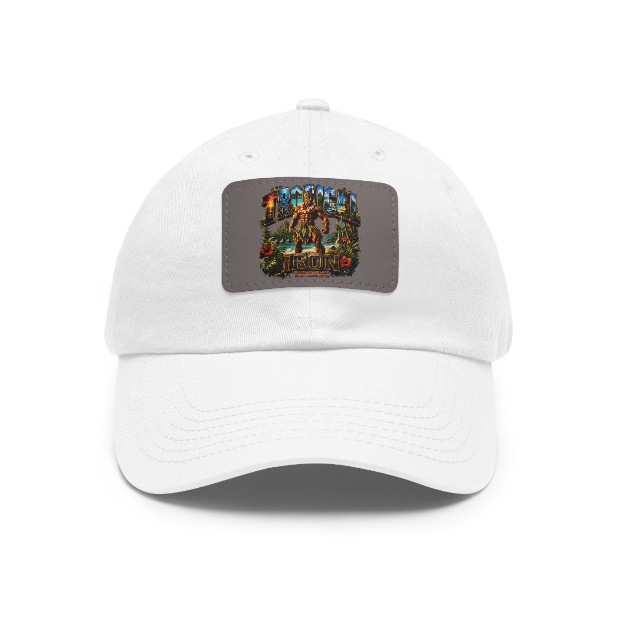 Vintage Hunting Scene Dad Hat with Leather Patch