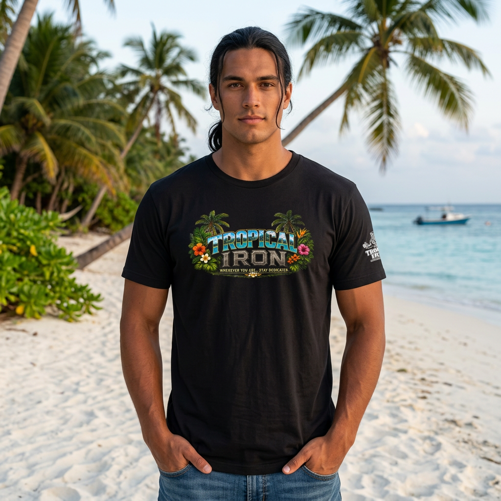 Tropical Iron Graphic Tee — Vintage Surf Palm Beach T-Shirt