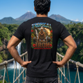 Tropical Iron Graphic Tee — Hawaiian Tiki Muscle Fitness Shirt