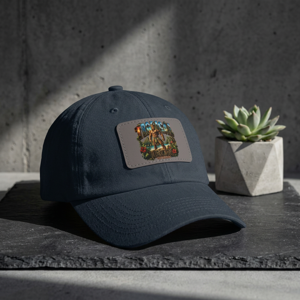 Vintage Hunting Scene Dad Hat with Leather Patch