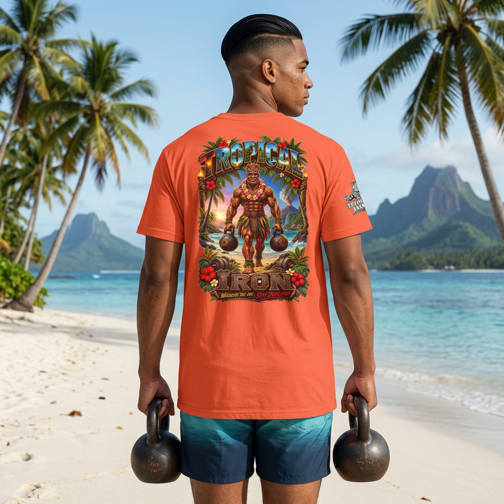 Tropical Strongman Graphic Tee – 'Boricua' Island Vibes Shirt