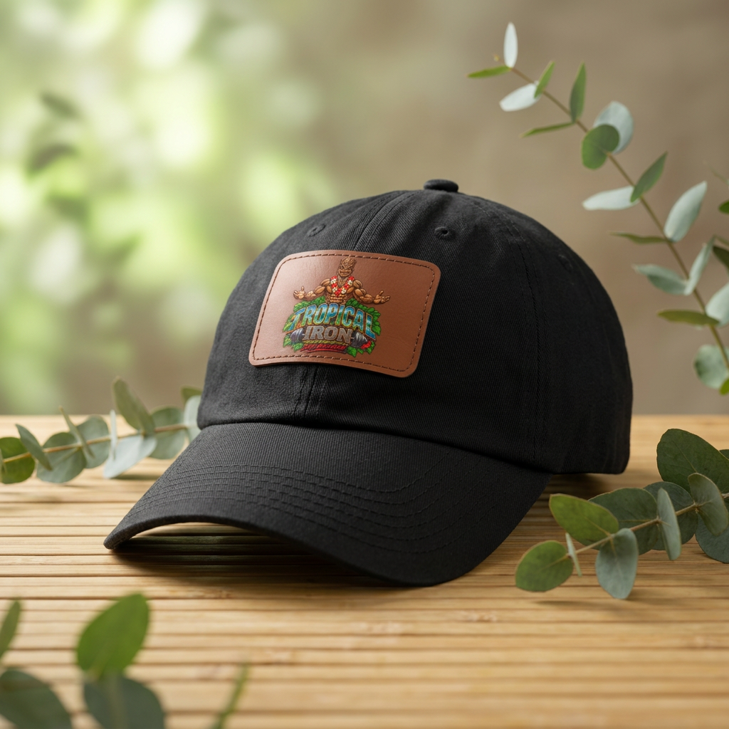 Dad Hat — Rustic Leather Patch 'Tactical Iron' Logo Cap