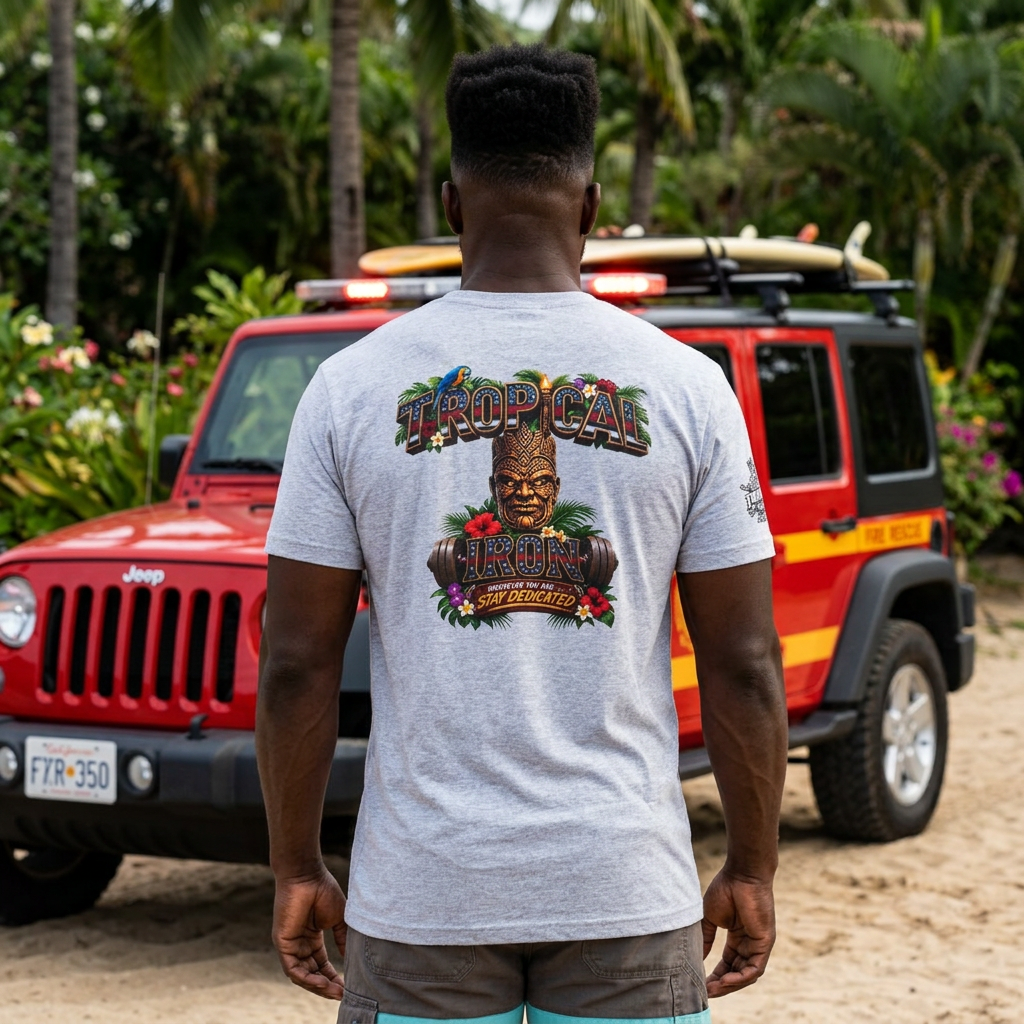 Tropical Iron Thin Red Line — 'Fire Fighter  Short Sleeve Shirt