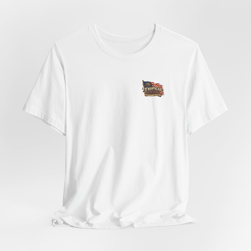 Tropical Iron Band Graphic Tee — "Fife Drums & Dumbrells" Vintage Concert T‑Shirt