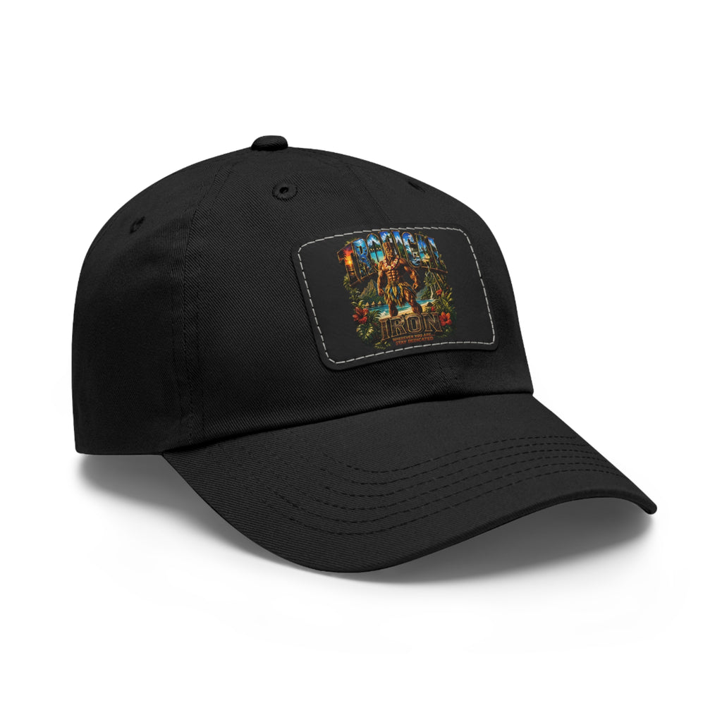 Vintage Hunting Scene Dad Hat with Leather Patch