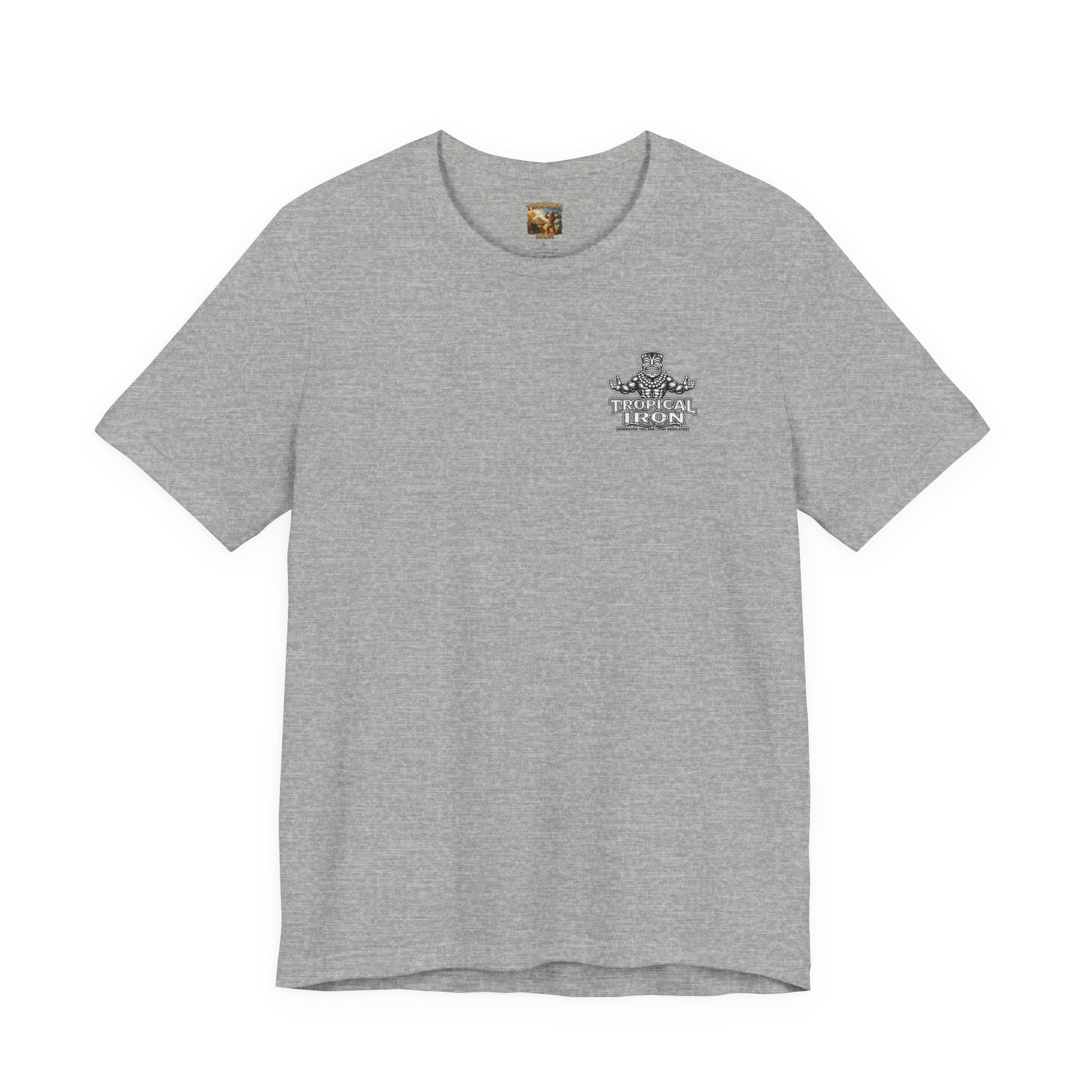 T-shirt — Tropical Iron Vintage  Bodybuilder Pose Logo Chest Print