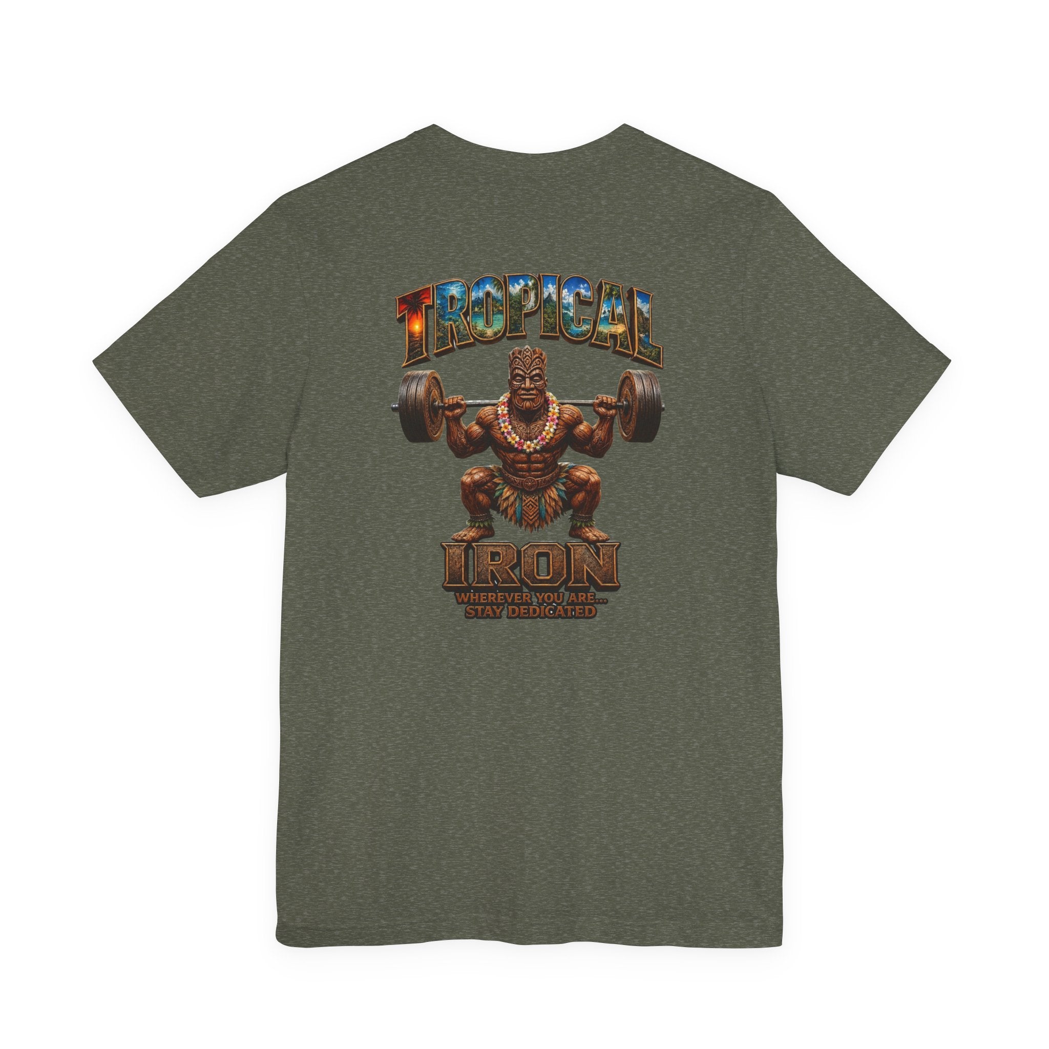 Tropical Iron Weightlifting Tiki — Island Tiki Strength Gym Shirt