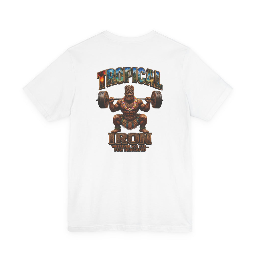 Tropical Iron Weightlifting Tiki — Island Tiki Strength Gym Shirt