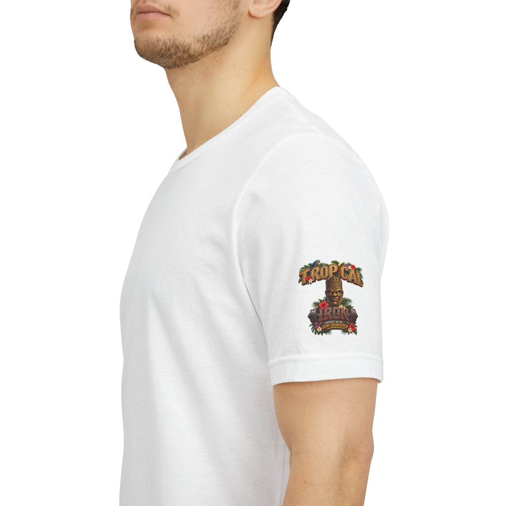 Tropical Iron Graphic Tee — 'Tropical Iron' Back Print Short Sleeve T-Shirt
