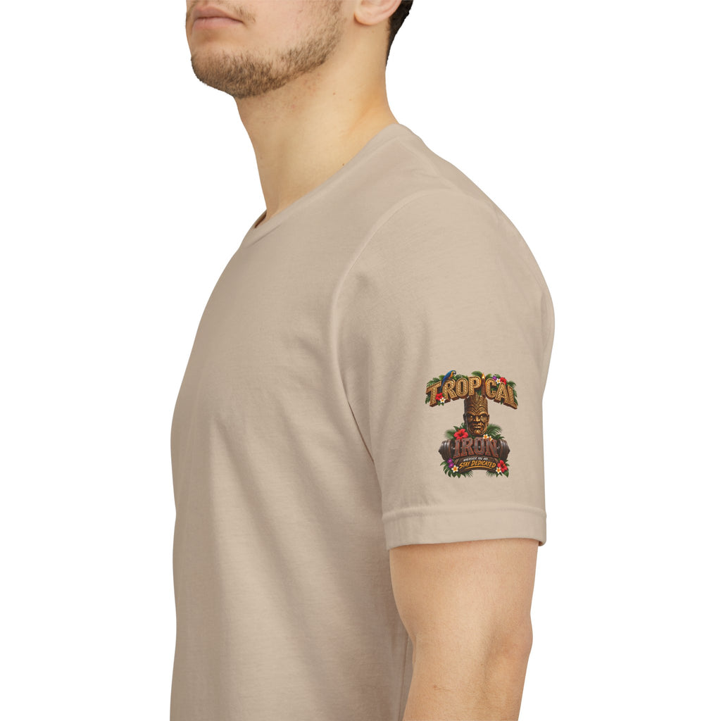 Tropical Iron Graphic Tee — 'Tropical Iron' Back Print Short Sleeve T-Shirt