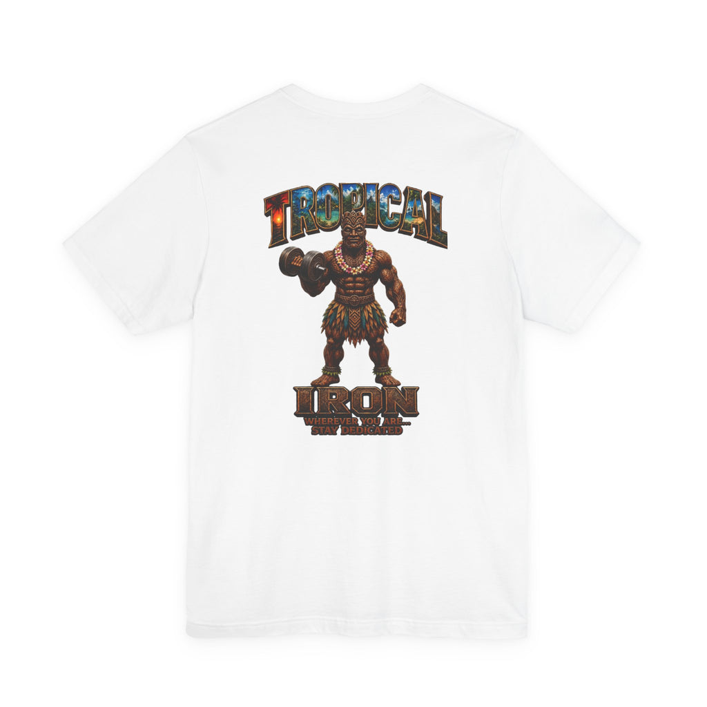 Tropical Iron Muscle T-Shirt — Vintage Hawaiian Weightlifting Tee  single pose