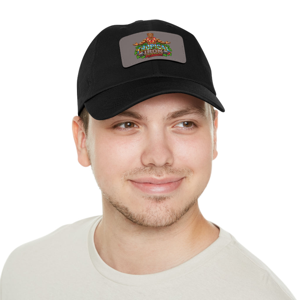 Dad Hat — Rustic Leather Patch 'Tactical Iron' Logo Cap