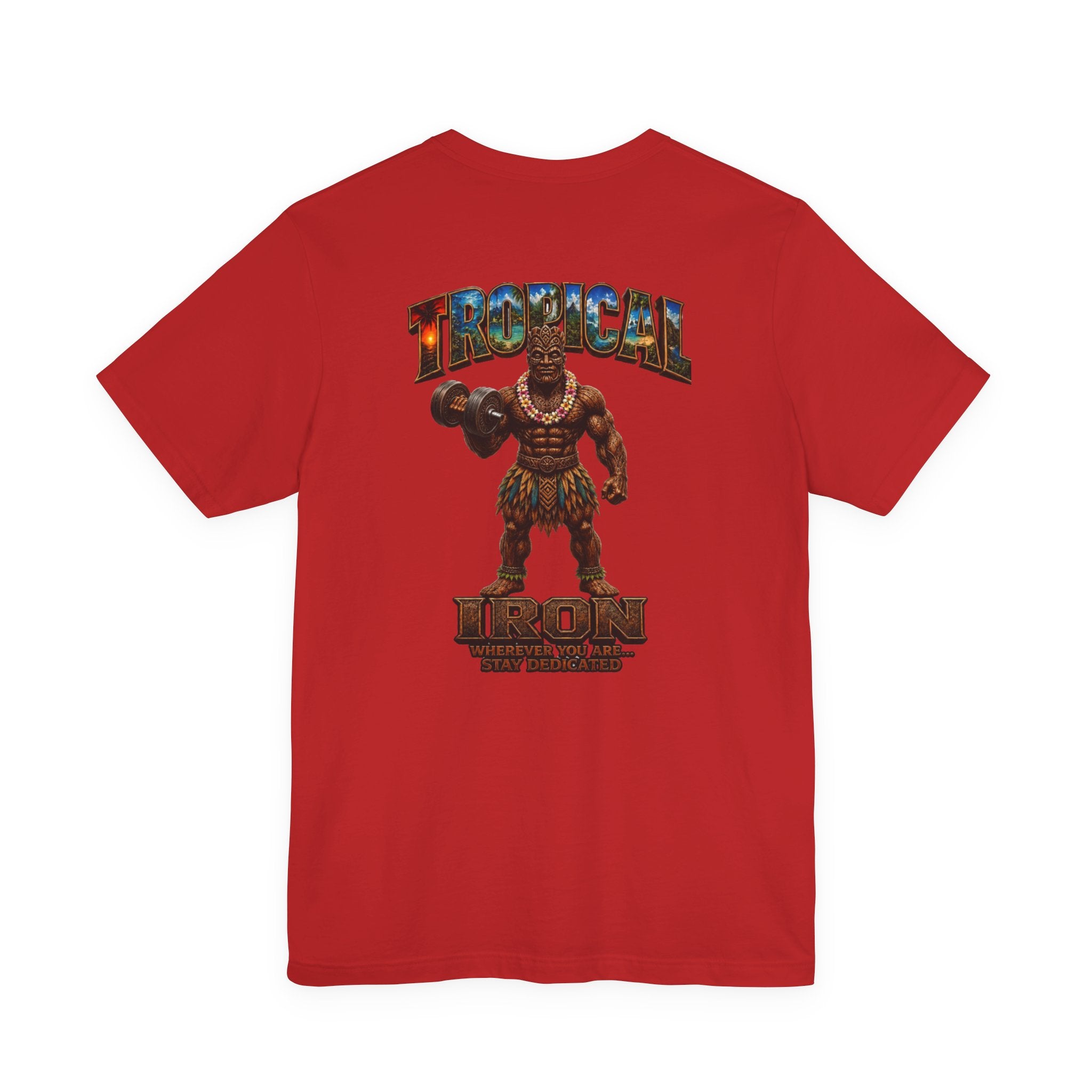 Tropical Iron Muscle T-Shirt — Vintage Hawaiian Weightlifting Tee  single pose