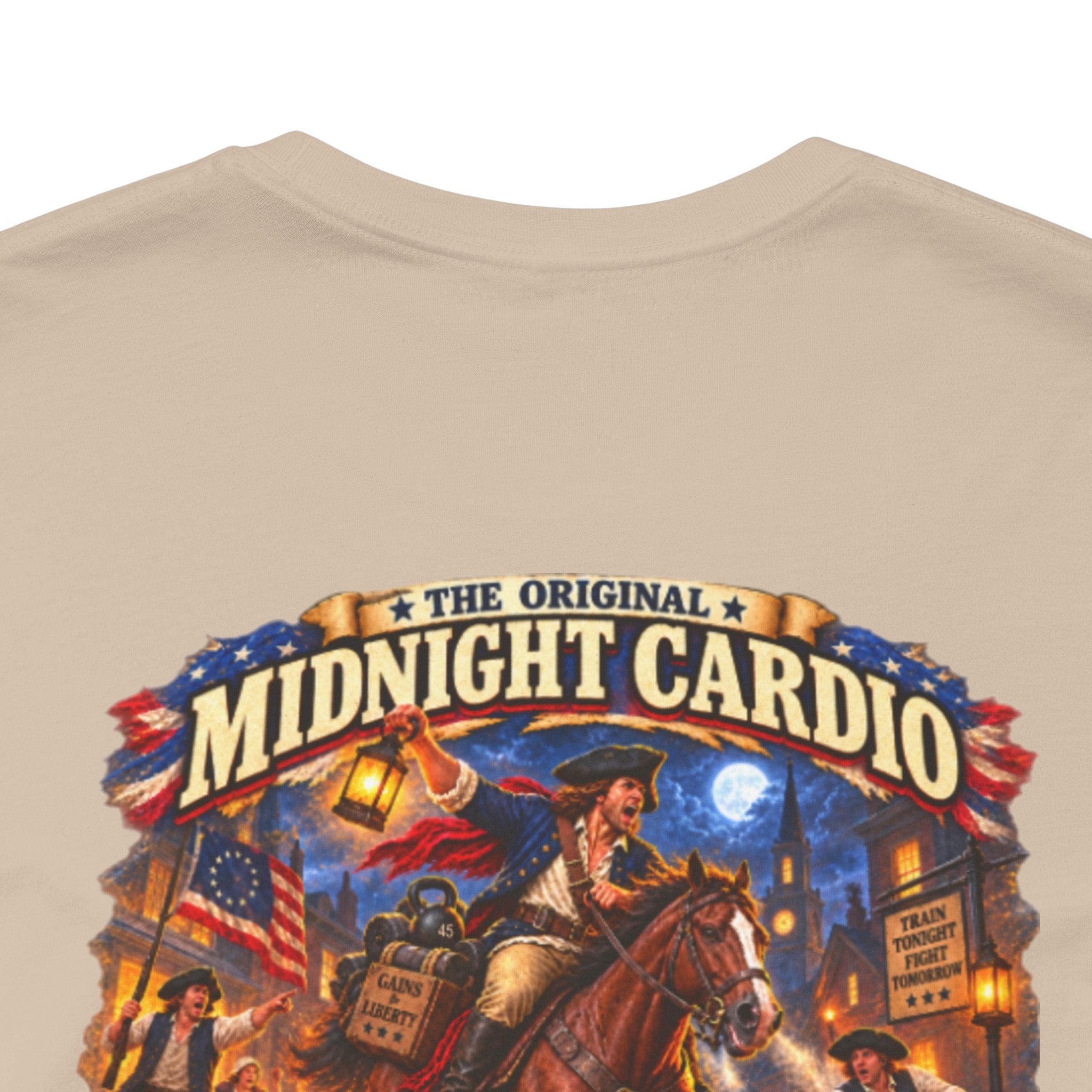 Tropical Night Concert T‑Shirt — "Midnight Cardio the british are coming so is leg day"