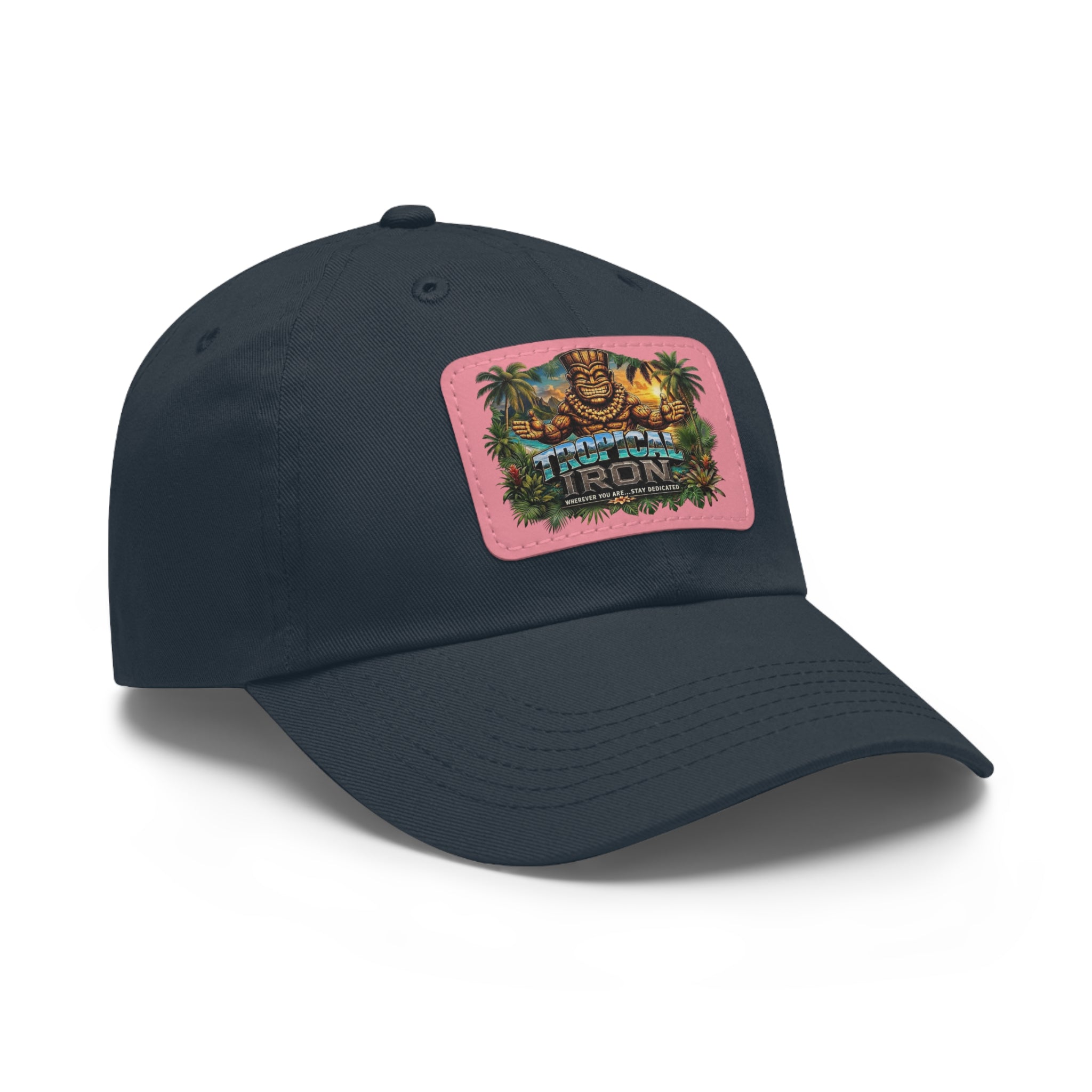 Tropical Iron Dad Hat with Leather Patch — Casual Workout & Coffee-Run Cap