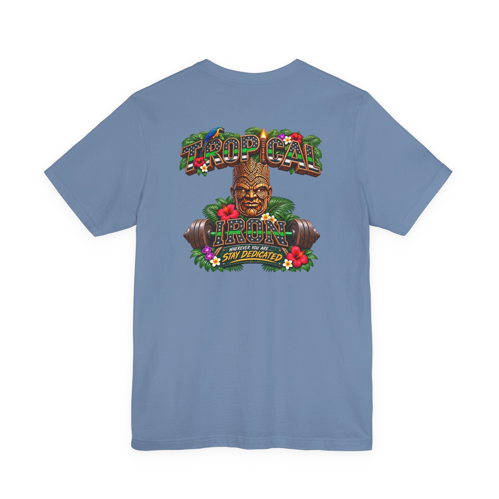 Tropical Strength Gym Tee — "Stay Dedicated" T-Shirt
