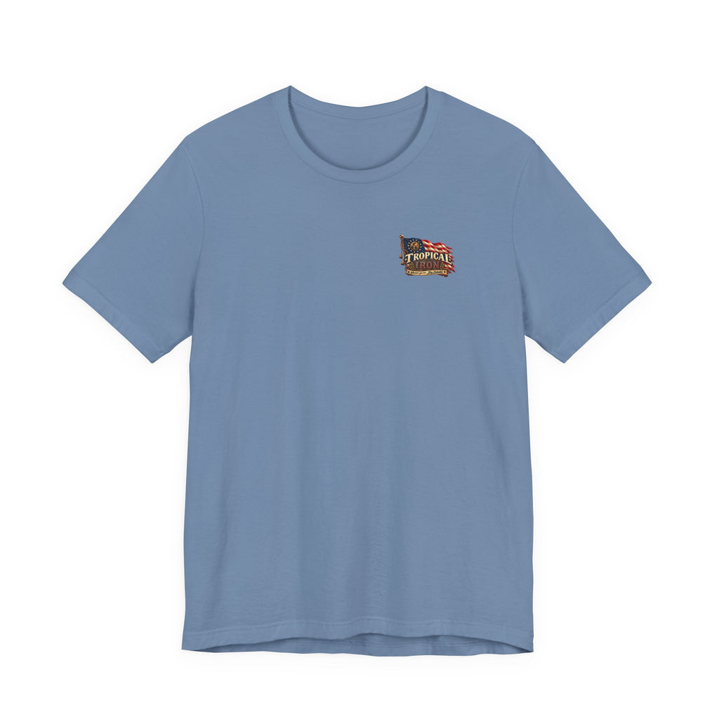 Tropical Iron Band Graphic Tee — "Fife Drums & Dumbrells" Vintage Concert T‑Shirt