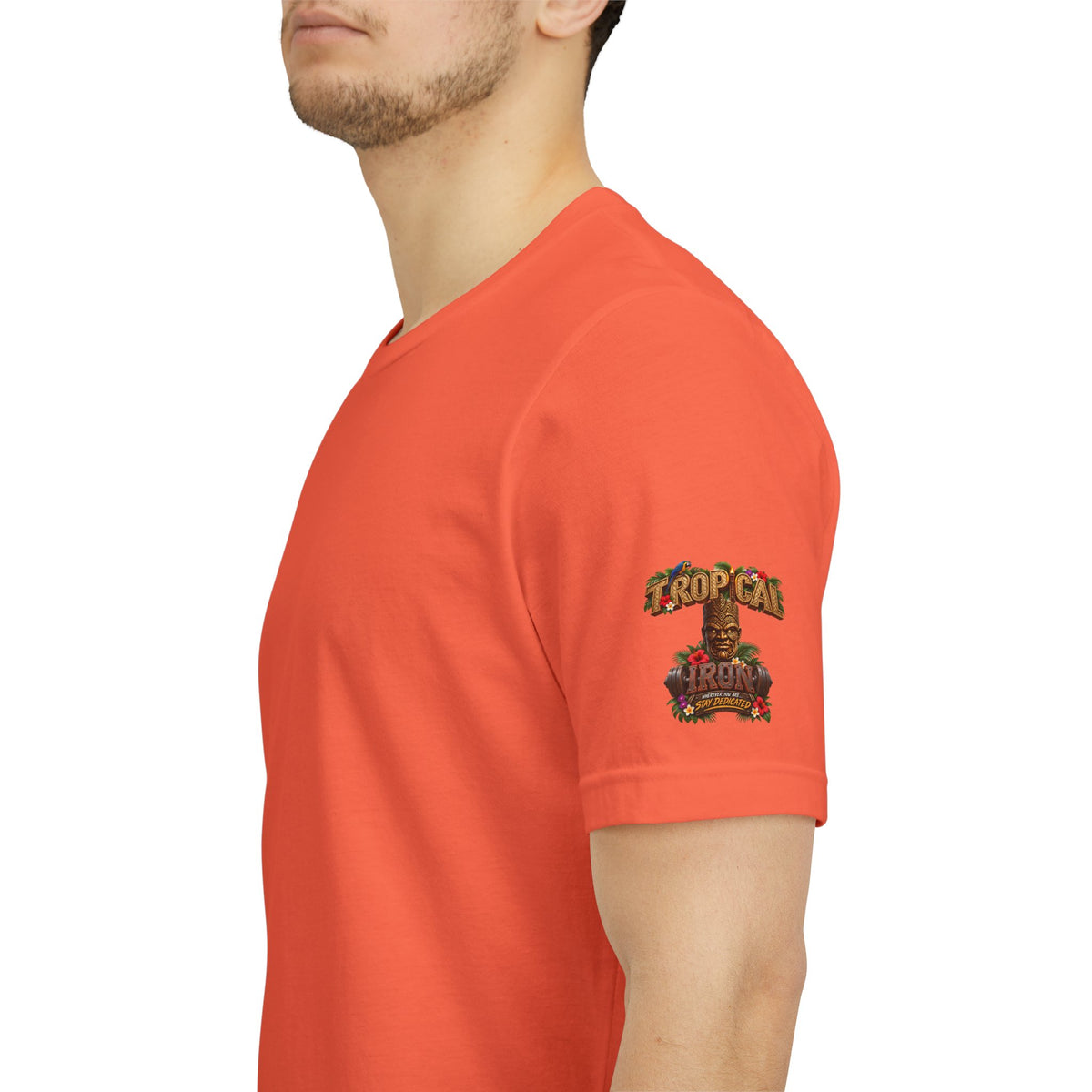 Tropical Iron Graphic Tee — 'Tropical Iron' Back Print Short Sleeve T-Shirt