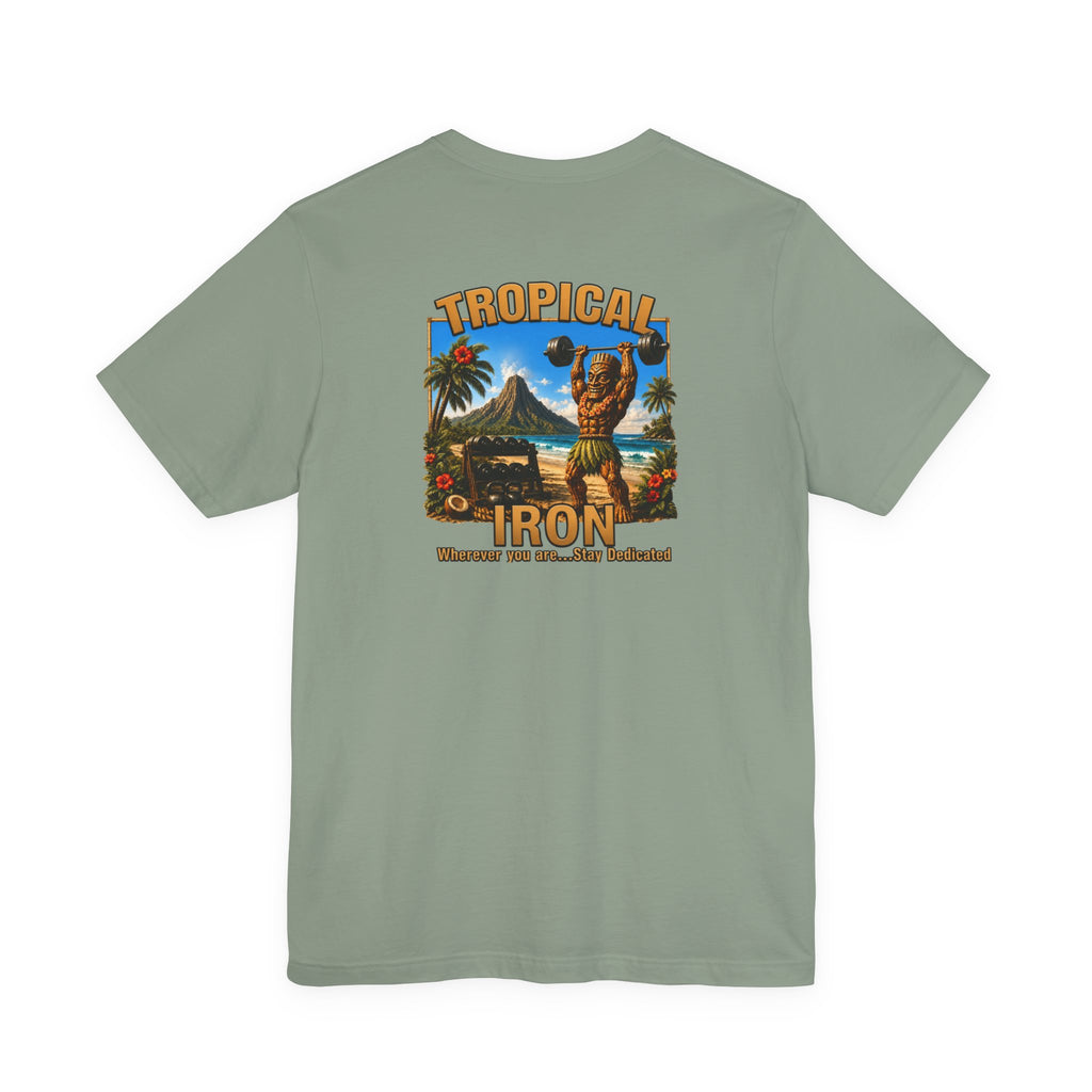 Tropical Iron Beach T-Shirt – Vintage Hawaiian Surf Hula Design