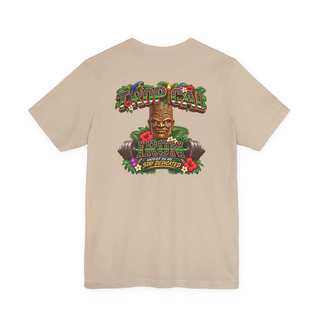 Tropical Strength Gym Tee — "Stay Dedicated" T-Shirt