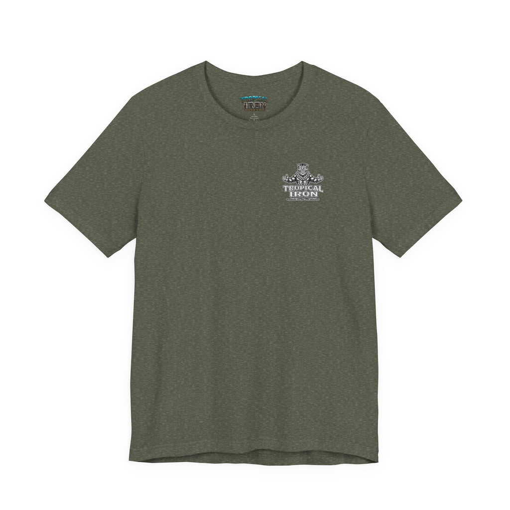 Tropical Iron Beach T-Shirt – 'Tropical Iron' Vintage Surf Crew Tee