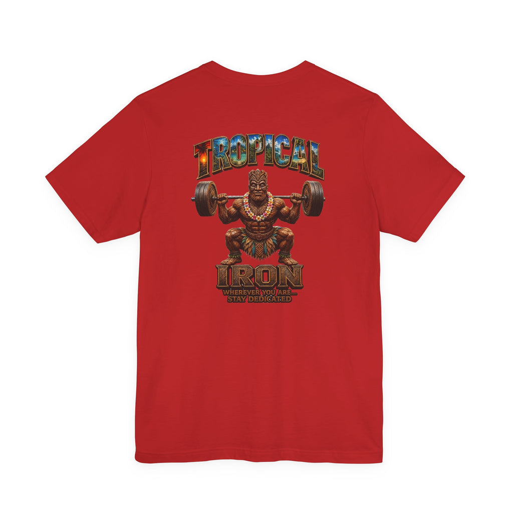 Tropical Iron Weightlifting Tiki — Island Tiki Strength Gym Shirt