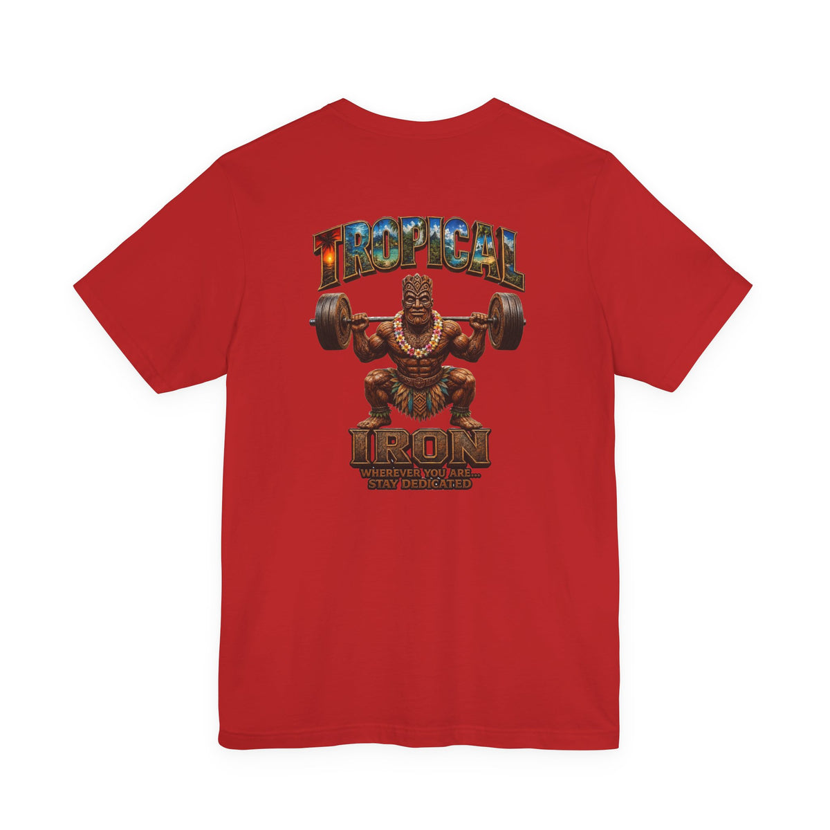 Tropical Iron Weightlifting Tiki — Island Tiki Strength Gym Shirt