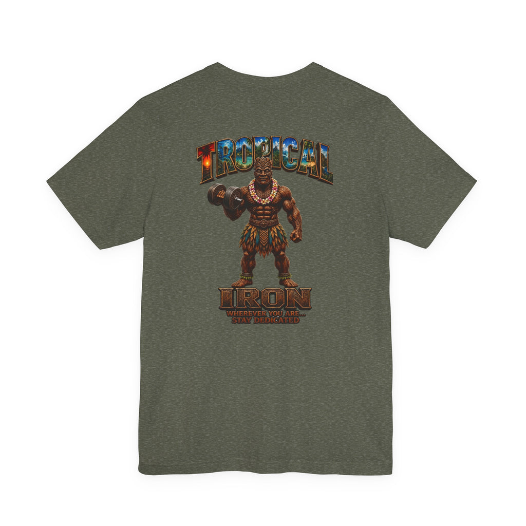 Tropical Iron Muscle T-Shirt — Vintage Hawaiian Weightlifting Tee  single pose