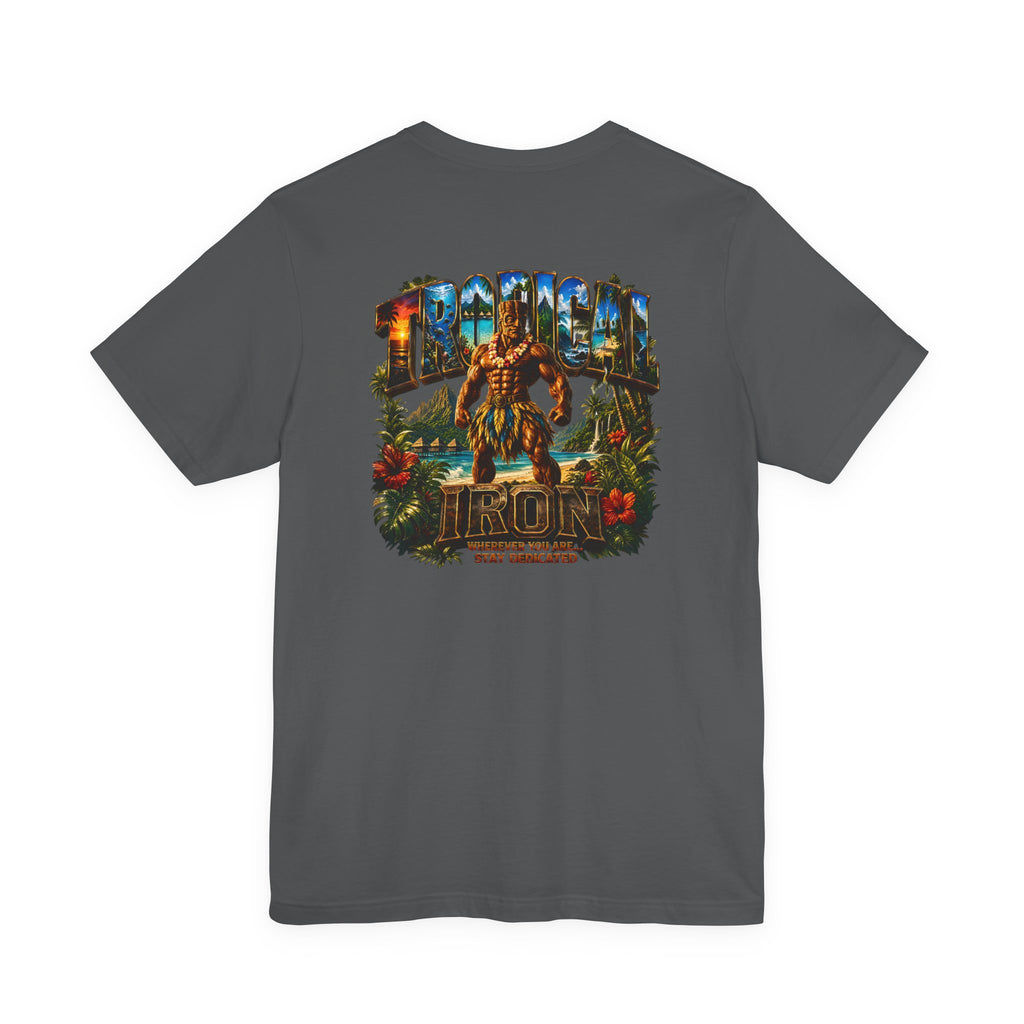 Tropical Island Crewneck Tee — 'Paradise Strong' Graphic T-Shirt