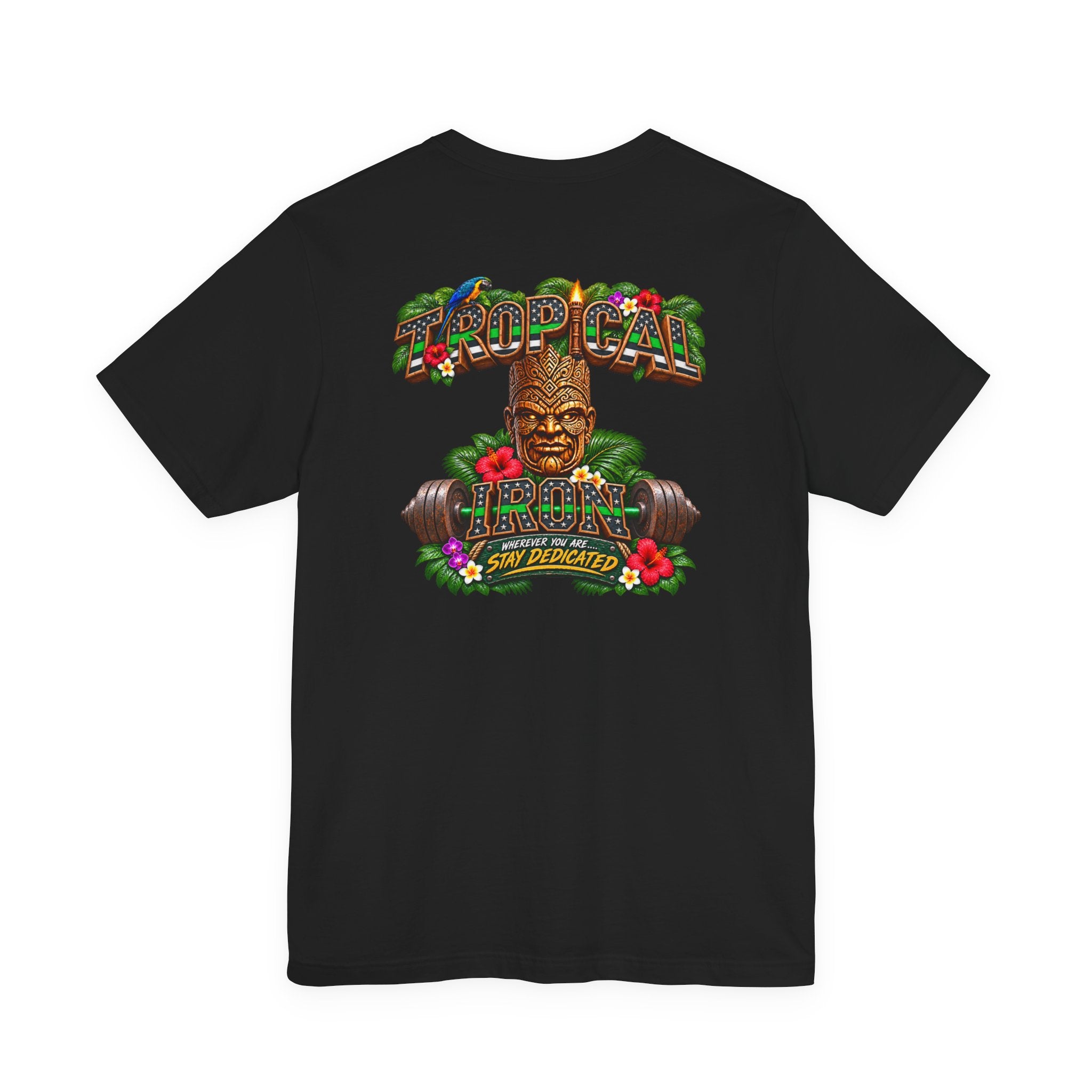 Tropical Strength Gym Tee — "Stay Dedicated" T-Shirt