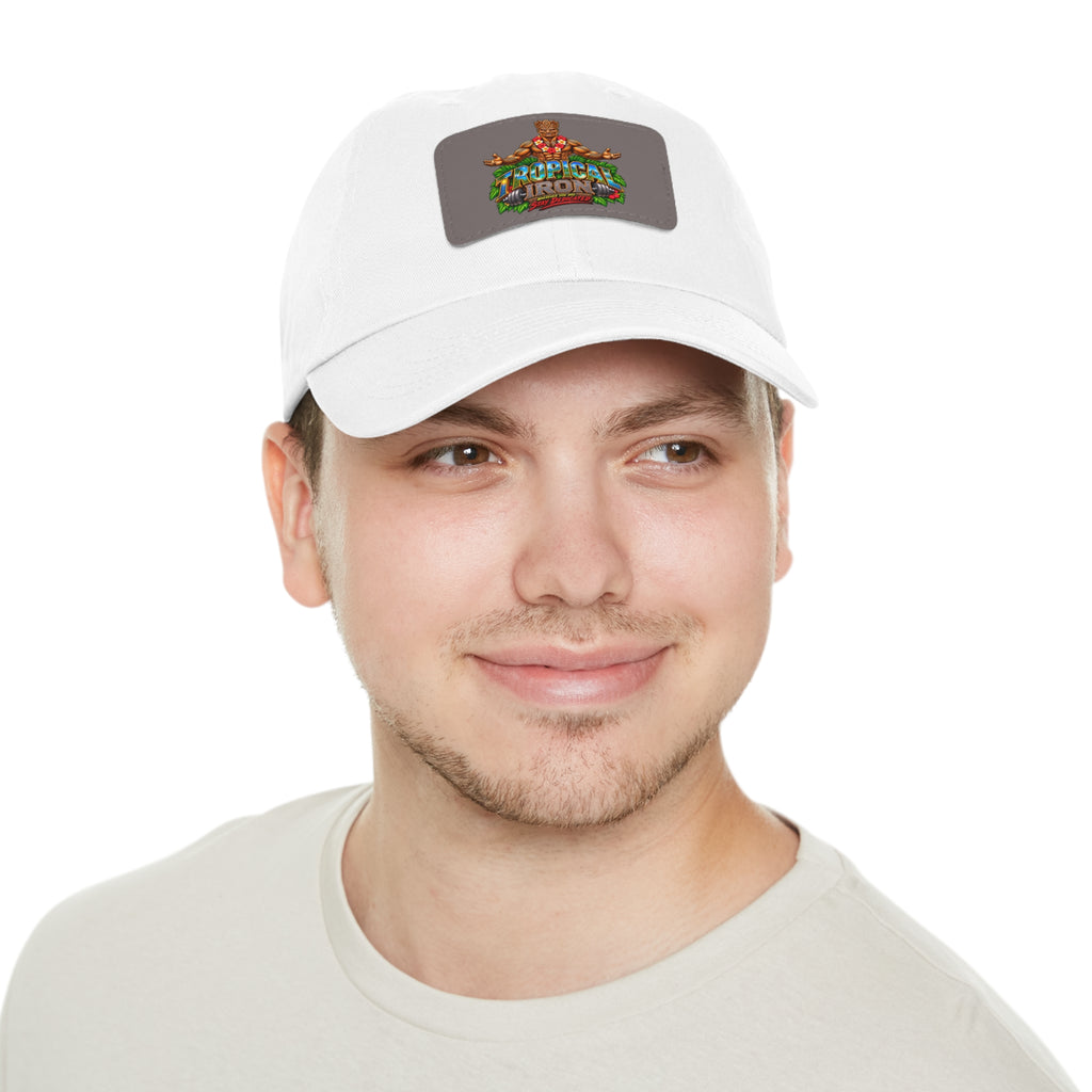 Dad Hat — Rustic Leather Patch 'Tactical Iron' Logo Cap