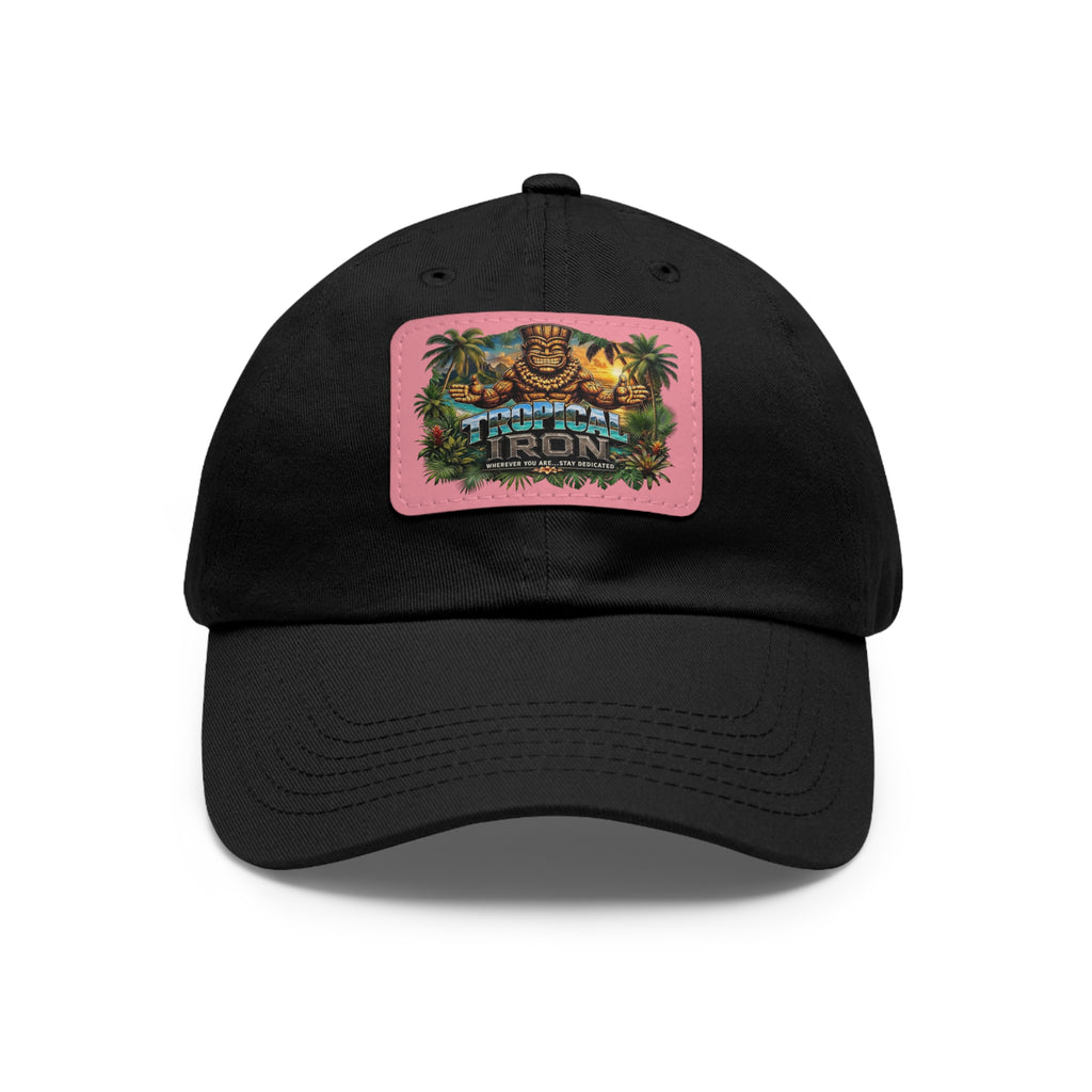 Tropical Iron Dad Hat with Leather Patch — Casual Workout & Coffee-Run Cap