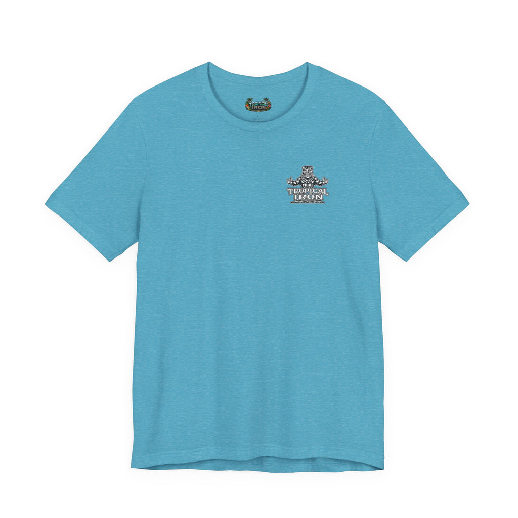 Tropical Iron Graphic Tee — Hawaiian Surf Vintage Sunset Shirt