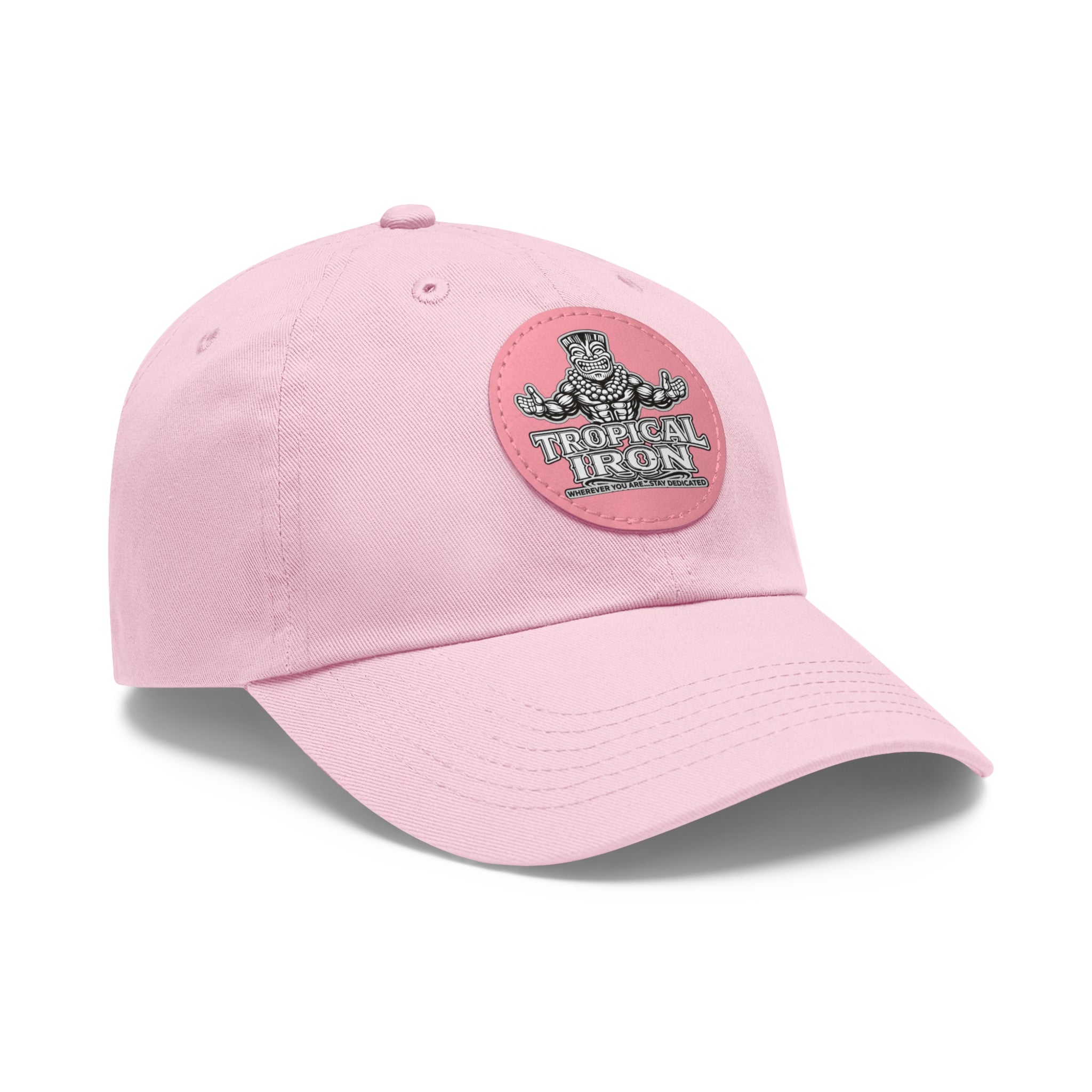 Leather Patch Dad Hat — Tropical Iron Apparel Retro Surf Logo