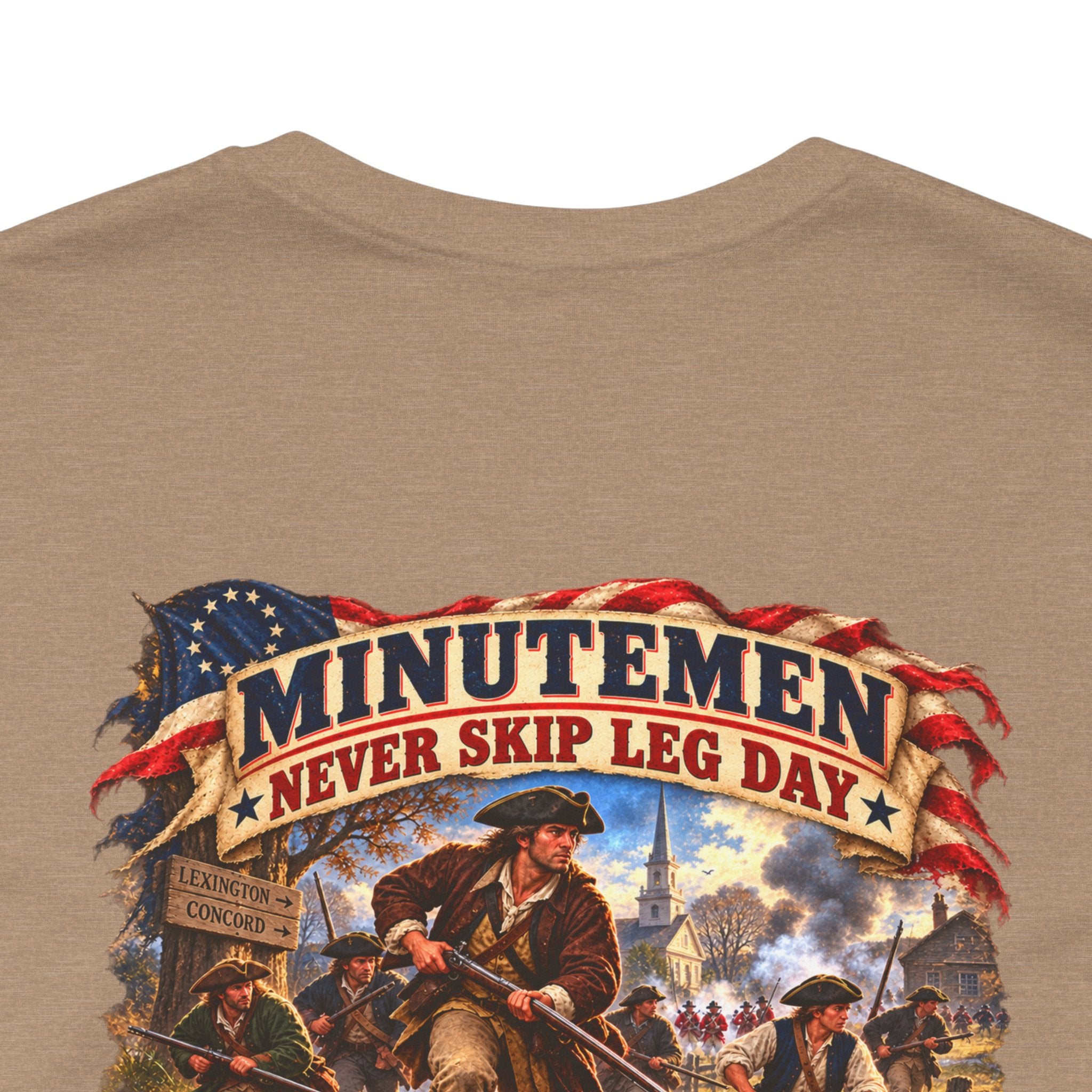 Minutemen 'Never Skip Leg Day' Tee - Patriotic Revolution 1776 Back Print